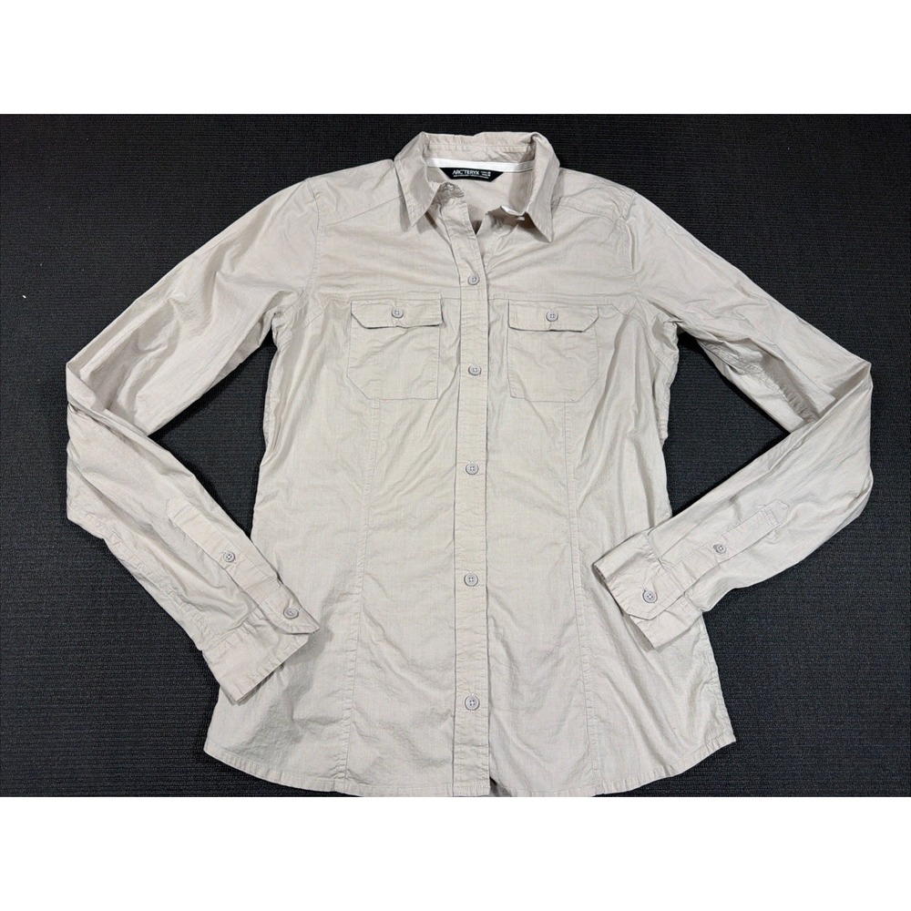 Arc'teryx Ballard Long Sleeve Gray Button Front Cotton Shirt Womens Medium